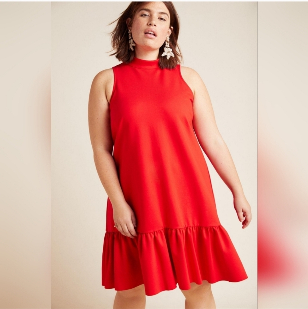 Elegant Red Sleeveless Dress From Anthropologie